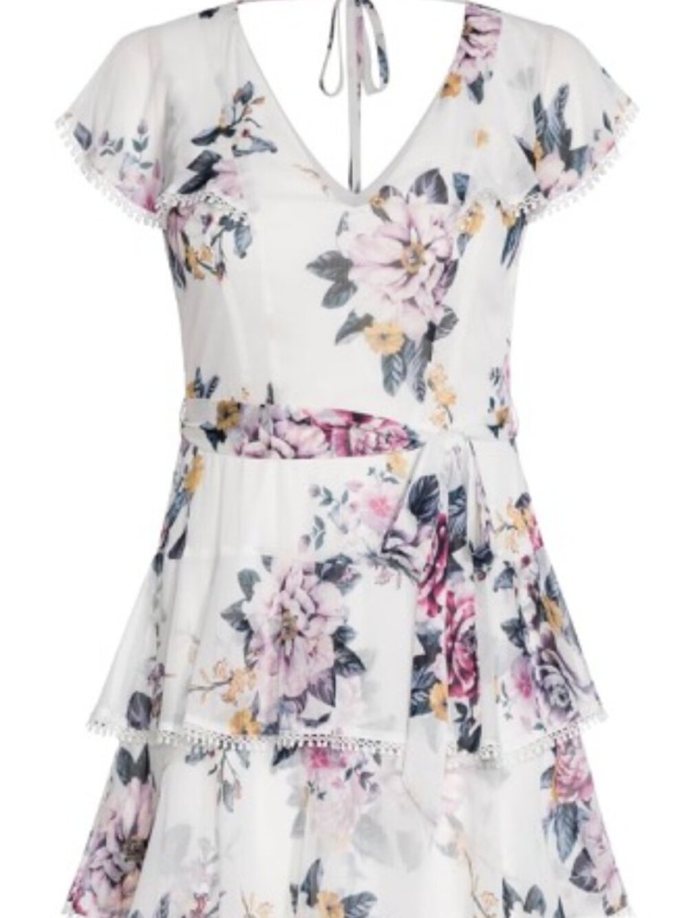 City Chic Summer Love Ruffle Dress Size M (18) EUC White Floral Feminine - Picture 2 of 15